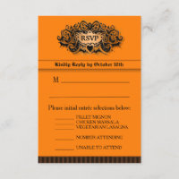Carte RSVP 3.5x5 - Menu - Orange et noir