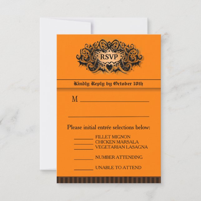 Carte RSVP 3.5x5 - Menu - Orange et noir (Devant)
