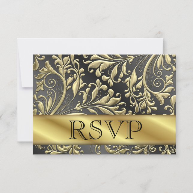 Carte RSVP 50e anniversaire de mariage en or (Devant)