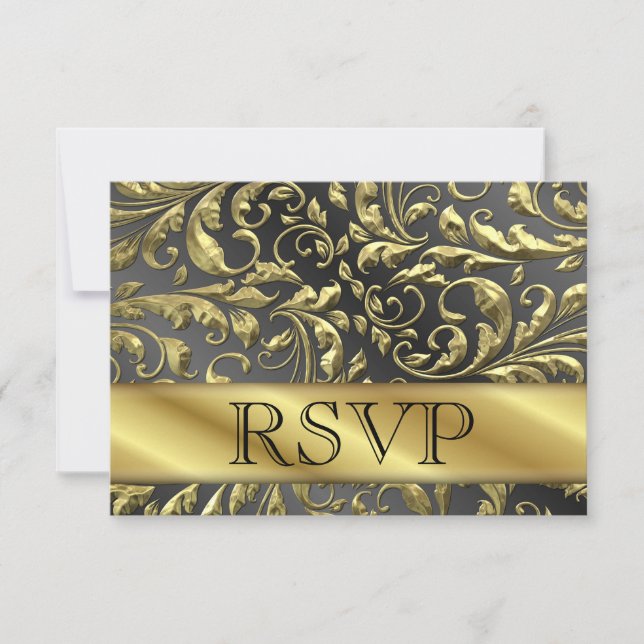 Carte RSVP 50e anniversaire de mariage en or (Devant)