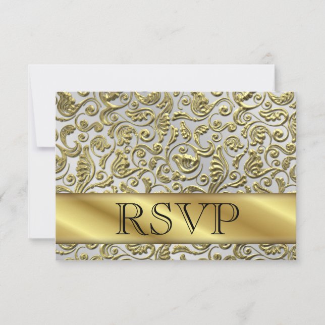Carte RSVP 50e anniversaire de mariage en or (Devant)