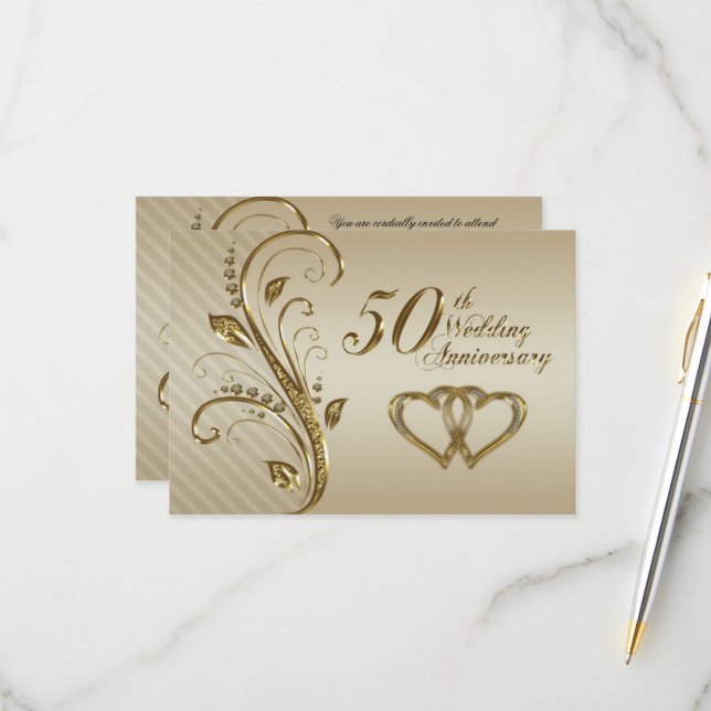 Carte RSVP 50e anniversaire du Mariage (Devant/Arrière en situation)