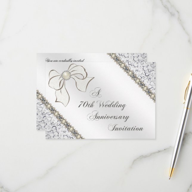 Carte RSVP 70e anniversaire de Mariage (Devant/Arrière en situation)