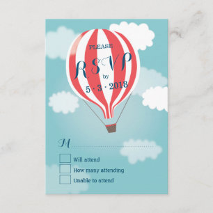 Carte RSVP à ballon blanc à air chaud élégant