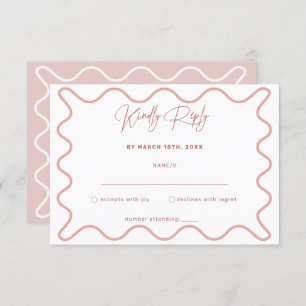 Carte RSVP à bordure rose et blanche