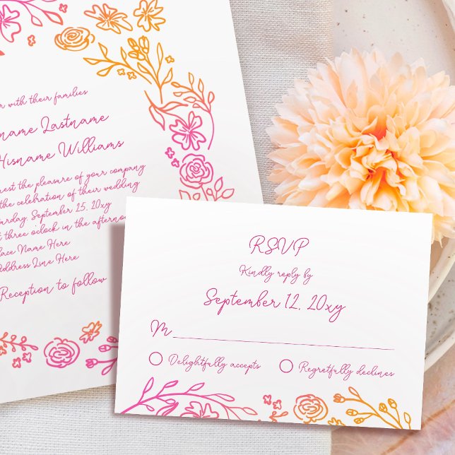 Carte RSVP à cadre vert illustrée main lunaire (Créateur téléchargé)