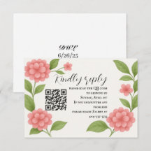 Carte RSVP à code QR rose vibrant petit budget