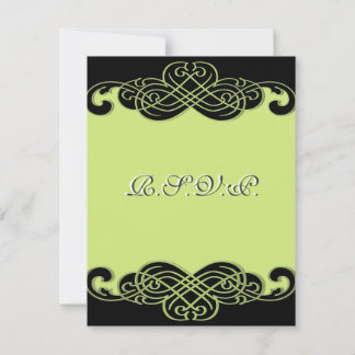 Carte RSVP à défilement vert noir et poire