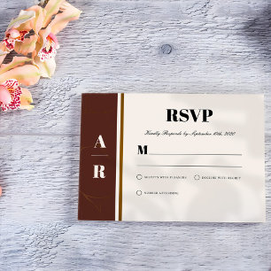 Carte RSVP Abstraite Elegance Golden Frame