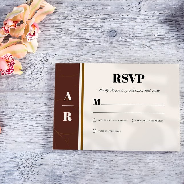 Carte RSVP Abstraite Elegance Golden Frame (Créateur téléchargé)