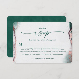 Carte RSVP Abstraite Emerald Mariage Meal Choice