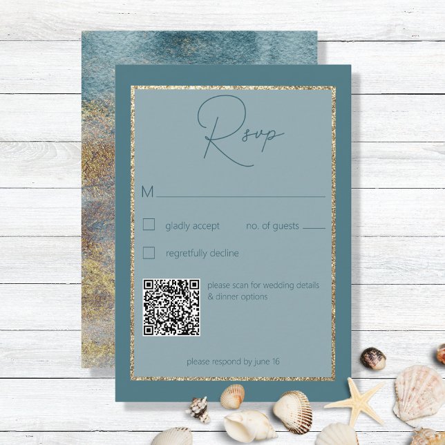 Carte RSVP Abstraite et Turquoise de plage moderne (Créateur téléchargé)