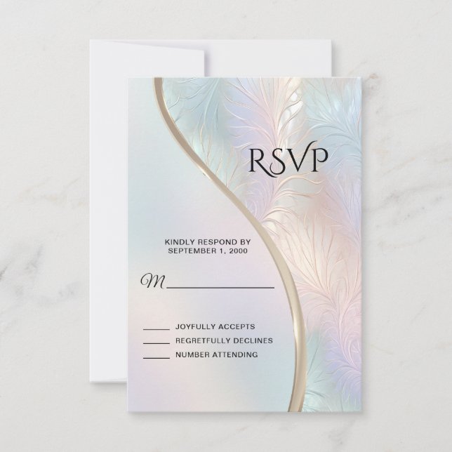 Carte RSVP Abstraite Iridescente moderne (Devant)