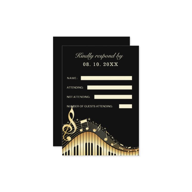 Carte RSVP Abstraite pour clavier de piano (Devant/Arrière en situation)