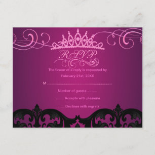 Carte RSVP Anniversaire Rose Damask & Swirl