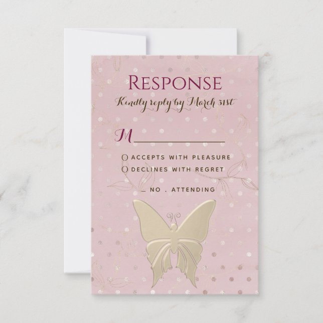 Carte RSVP Anniversaire Rose Et Gold Girl (Devant)