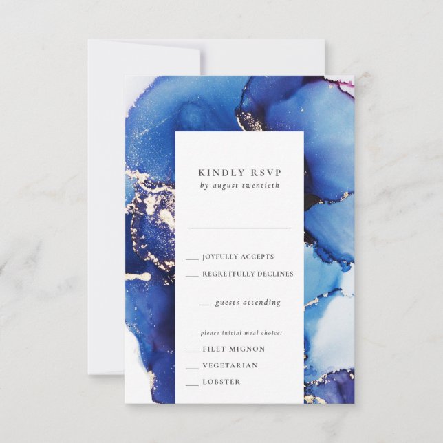 Carte RSVP Aquarelle avec choix de repas (Devant)