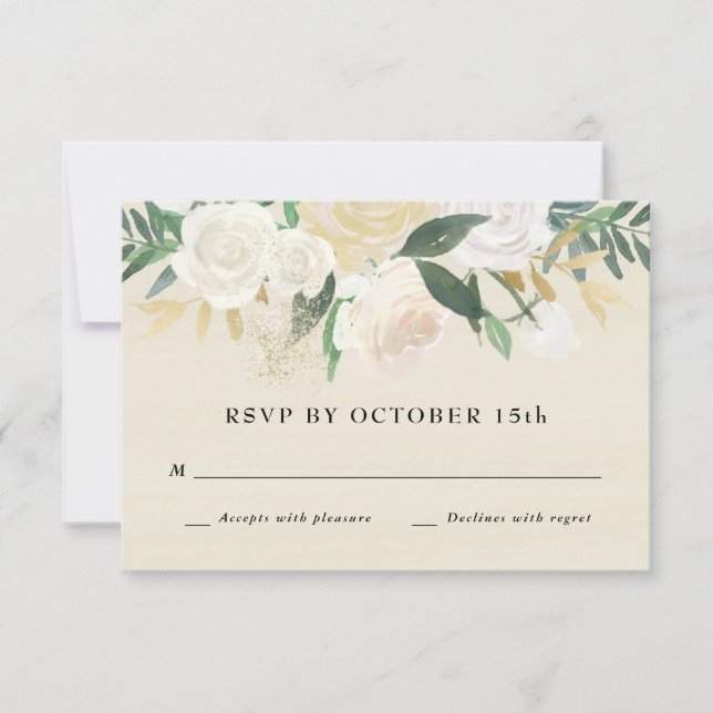 Carte RSVP Aquarelle Florale + Accentuation Or (Devant)