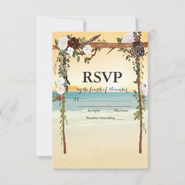 Carte RSVP Arbour Mariage Plage (Devant)