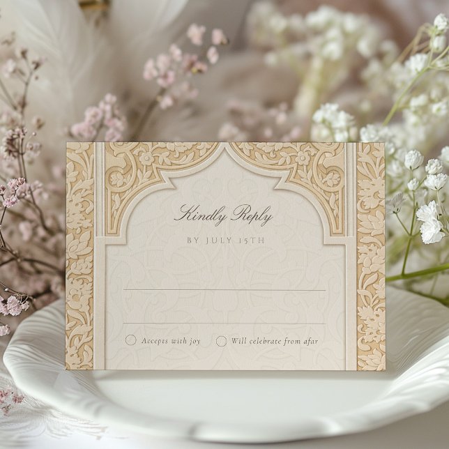 Carte RSVP Arc Islamique Exquise pour Mariage (Créateur téléchargé)