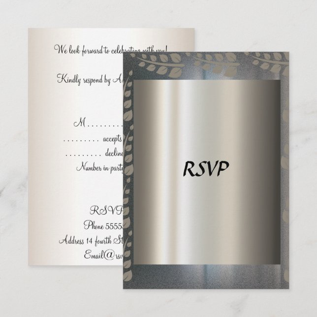 Carte RSVP Argent (Devant / Derrière)