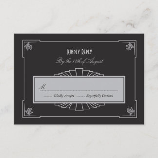Carte RSVP Art Déco (Argent)