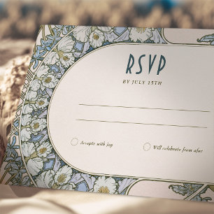 Carte RSVP Art Nouveau avec design floral Vintage