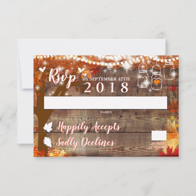 Carte RSVP Automne Amoureuse Rustique (Devant)