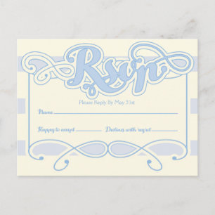 Carte RSVP Baby shower bleu petit garçon