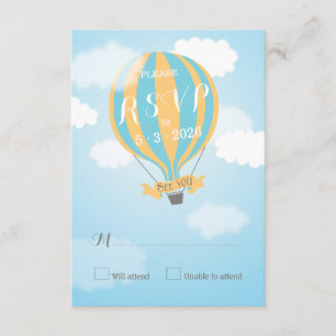 Carte RSVP Baby shower Blue Yellow Hot Air