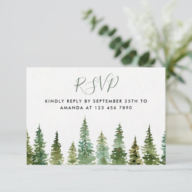 Carte RSVP Baby shower de forêt aquarelle (Debout devant)