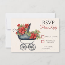 Carte RSVP Baby shower de transport de Noël