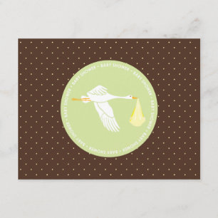 Carte RSVP baby shower - Points verts et Brown