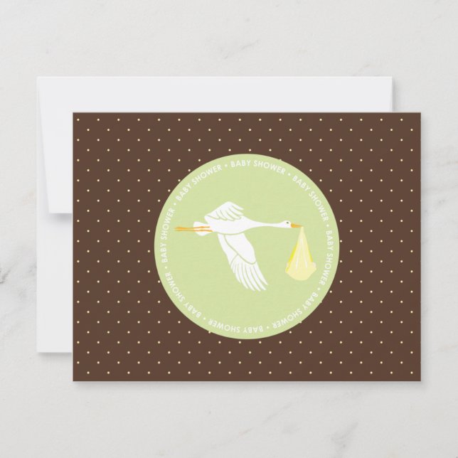 Carte RSVP baby shower - Points verts et Brown (Devant)
