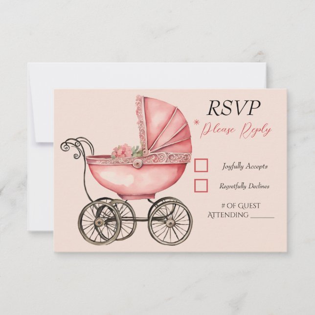 Carte RSVP Baby shower pour filles de transport de (Devant)