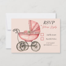 Carte RSVP Baby shower pour filles de transport de