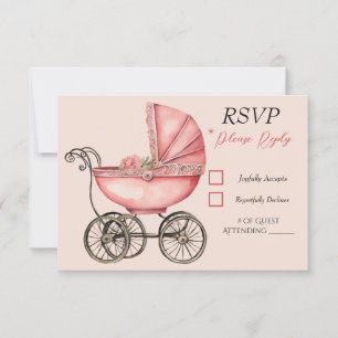 Carte RSVP Baby shower pour filles de transport de