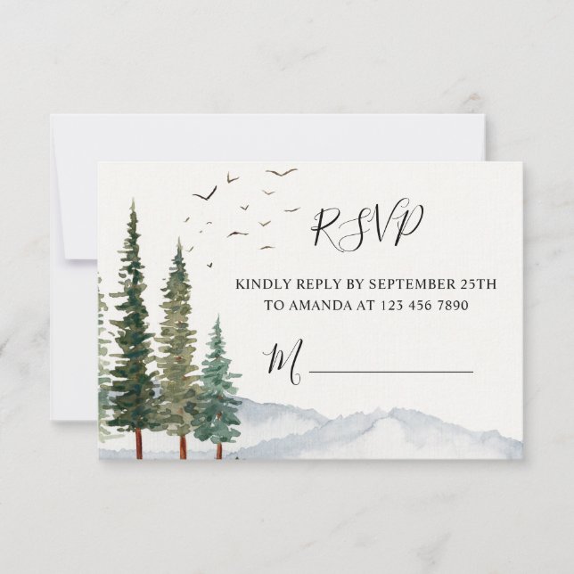Carte RSVP Baby shower Woodland (Devant)