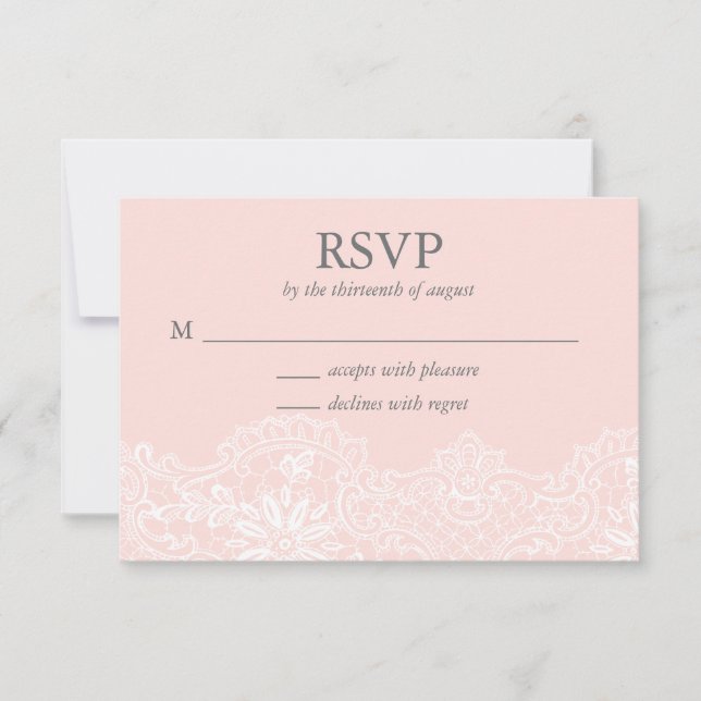 Carte RSVP Ballet Pink Lace Wedding (Devant)