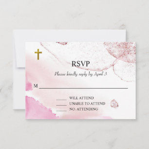 Carte RSVP Baptisée pour nuages roses à torsion et