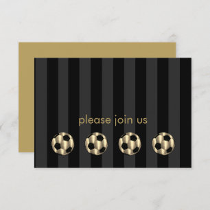 Carte RSVP Barre Mitzvah Gold et Black Soccer Ball