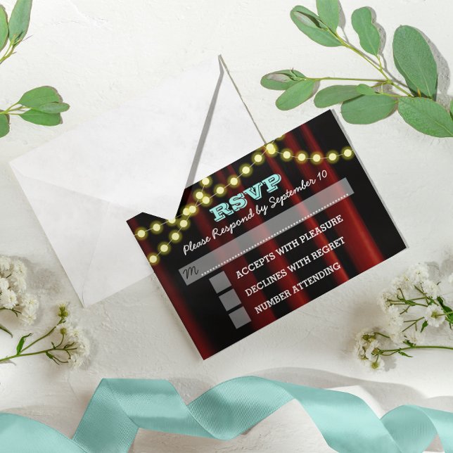 Carte RSVP Bat mitzvah Aqua Lights (Créateur téléchargé)