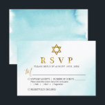 Carte RSVP Bat mitzvah Aquarelle Pastel Blue Gold<br><div class="desc">Carte RSVP Bat mitzvah Aquarelle Pastel Blue Gold</div>