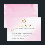 Carte RSVP Bat mitzvah Aquarelle Pastel Rose Or<br><div class="desc">Carte RSVP Bat mitzvah Aquarelle Pastel Rose Or</div>