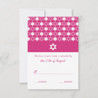 Carte RSVP Bat mitzvah Fuchsia Étoiles Rose De Dav