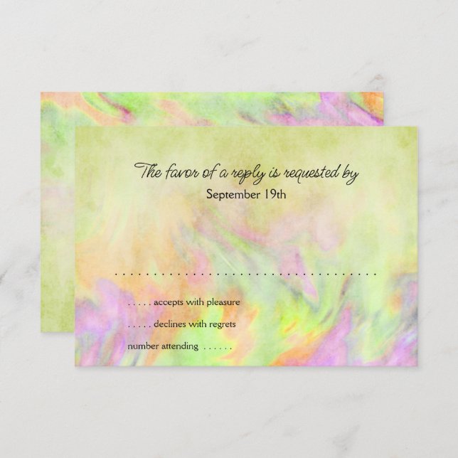 Carte RSVP bat mitzvah Lime Green Tie Dye (Devant / Derrière)