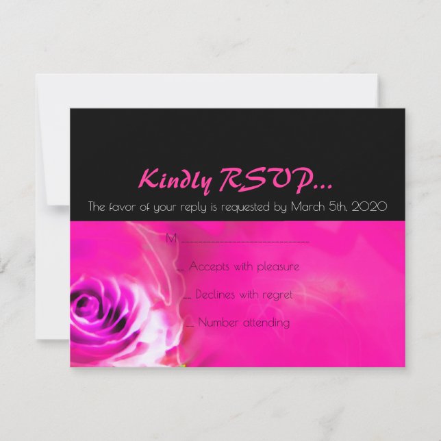 Carte RSVP Bat mitzvah NEON ROSE WATERCOLOR (Devant)