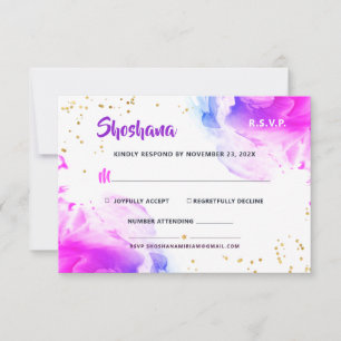 Carte RSVP bat mitzvah Purple Watercolor Parties s