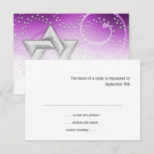 Carte RSVP bat mitzvah Raspberry Shimmer Star