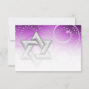 Carte RSVP bat mitzvah Raspberry Shimmer Star